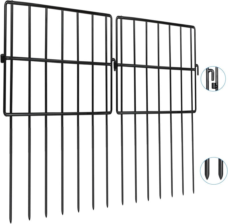 Getlay 22 Pack Animal Barrier Fences, 1.5" Gap No Digging Garden Fence Panels, Metals Black Deterrent Fence for Dogs Rabbits, Decorative Fence for Outdoor Landscape Patio Total 22 ft(L)×16 in(H) - Image 1